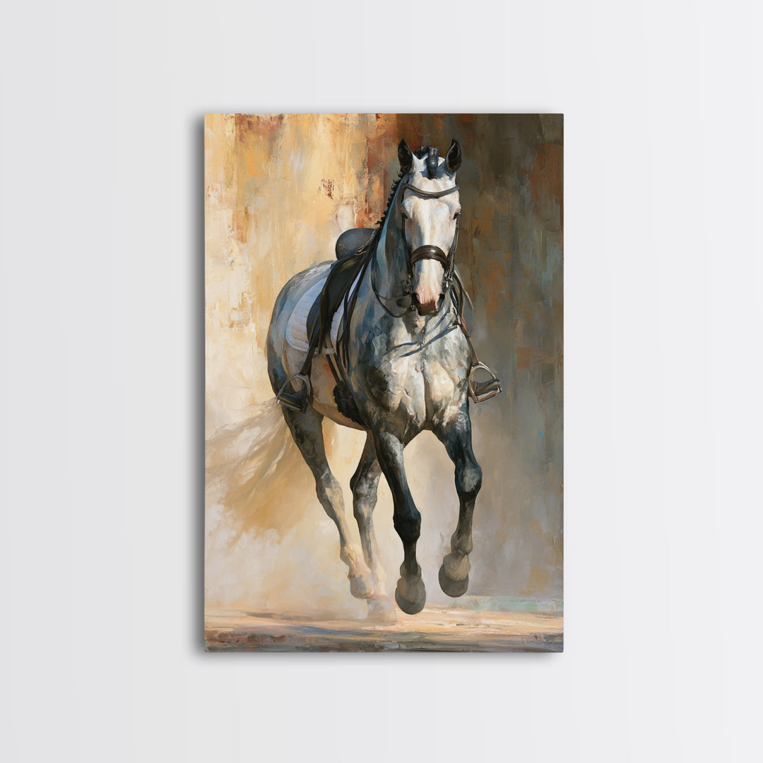 Dressage Horse in Refined Classical Pose Canvas Print, Equestrian Art, Home Decor, Living Room Decor, Oil Painting, Equestrian, EQU-2x3-66