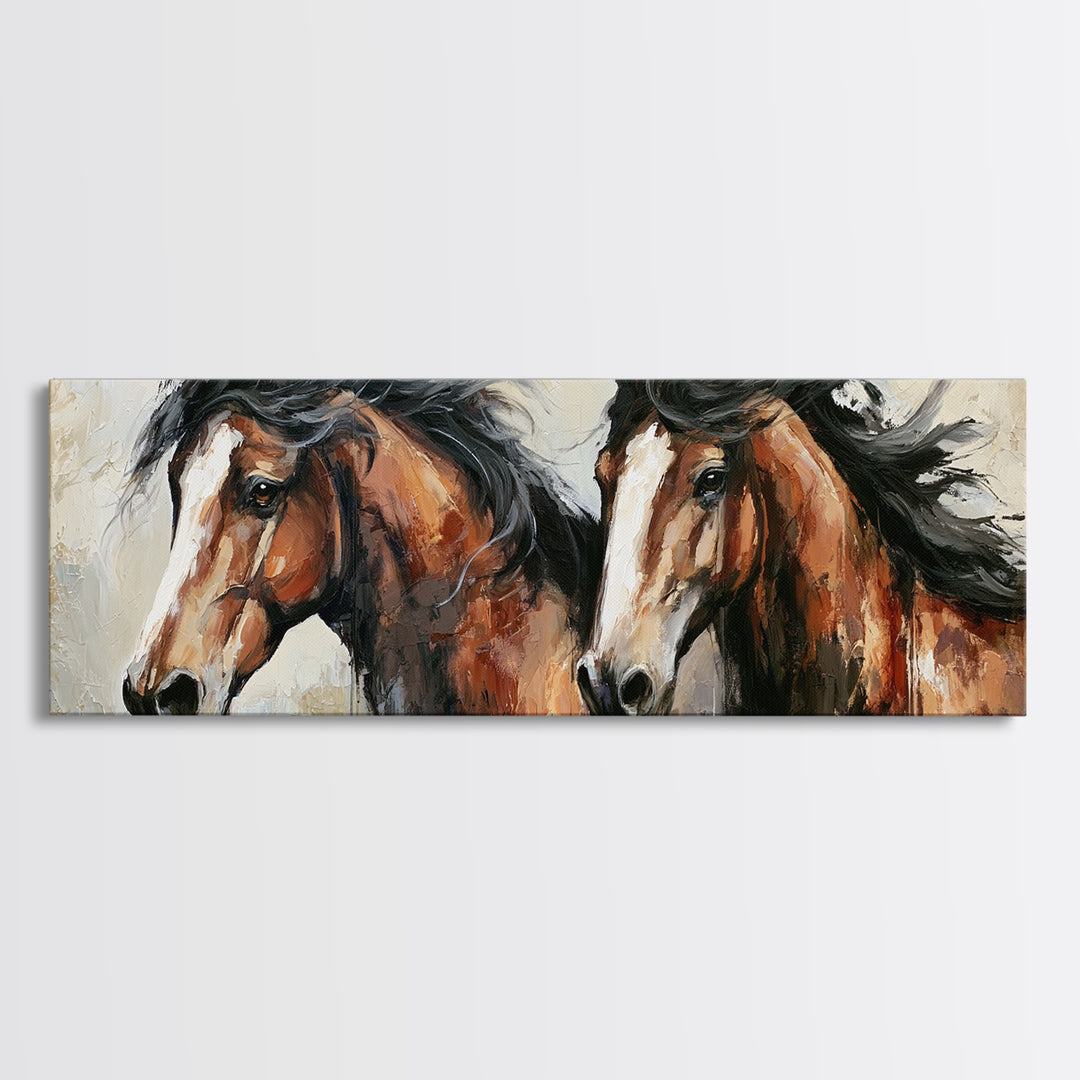 Chestnut Horse Portrait Framed Canvas Print, Equestrian Art, Farmhouse Wall Art, Living Room Decor, Fine Art, Equestrian, EQU-3x1-73