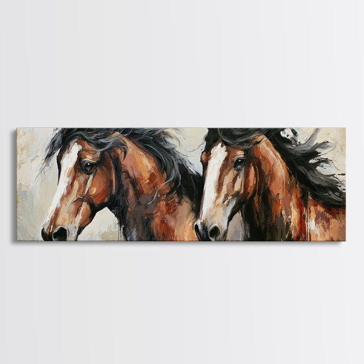 Chestnut Horse Portrait Framed Canvas Print, Equestrian Art, Farmhouse Wall Art, Living Room Decor, Fine Art, Equestrian, EQU-3x1-73
