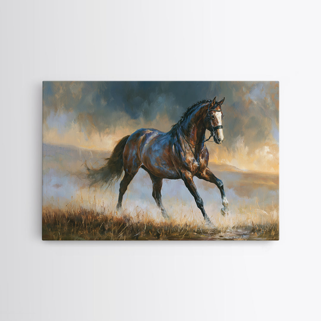 Dressage Horse in Refined Classical Pose Canvas Print, Equestrian Art, Living Room Decor, Equestrian, Farmhouse Wall Art, EQU-3x2-38