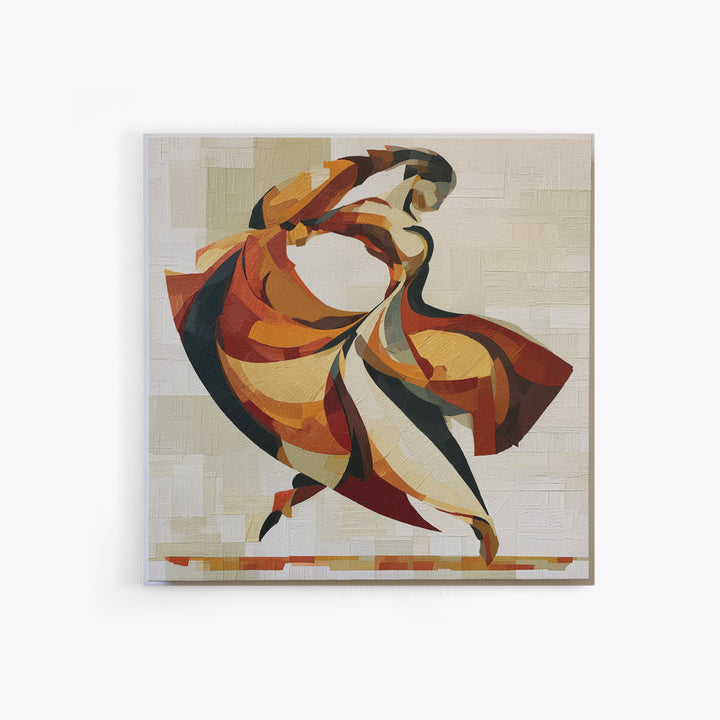 Dancer Figure Fractured into Vibrant Movement Canvas Print, Expressionist Art, Colorful Wall Art, Living Room Decor, Expression, EXP-1x1-100
