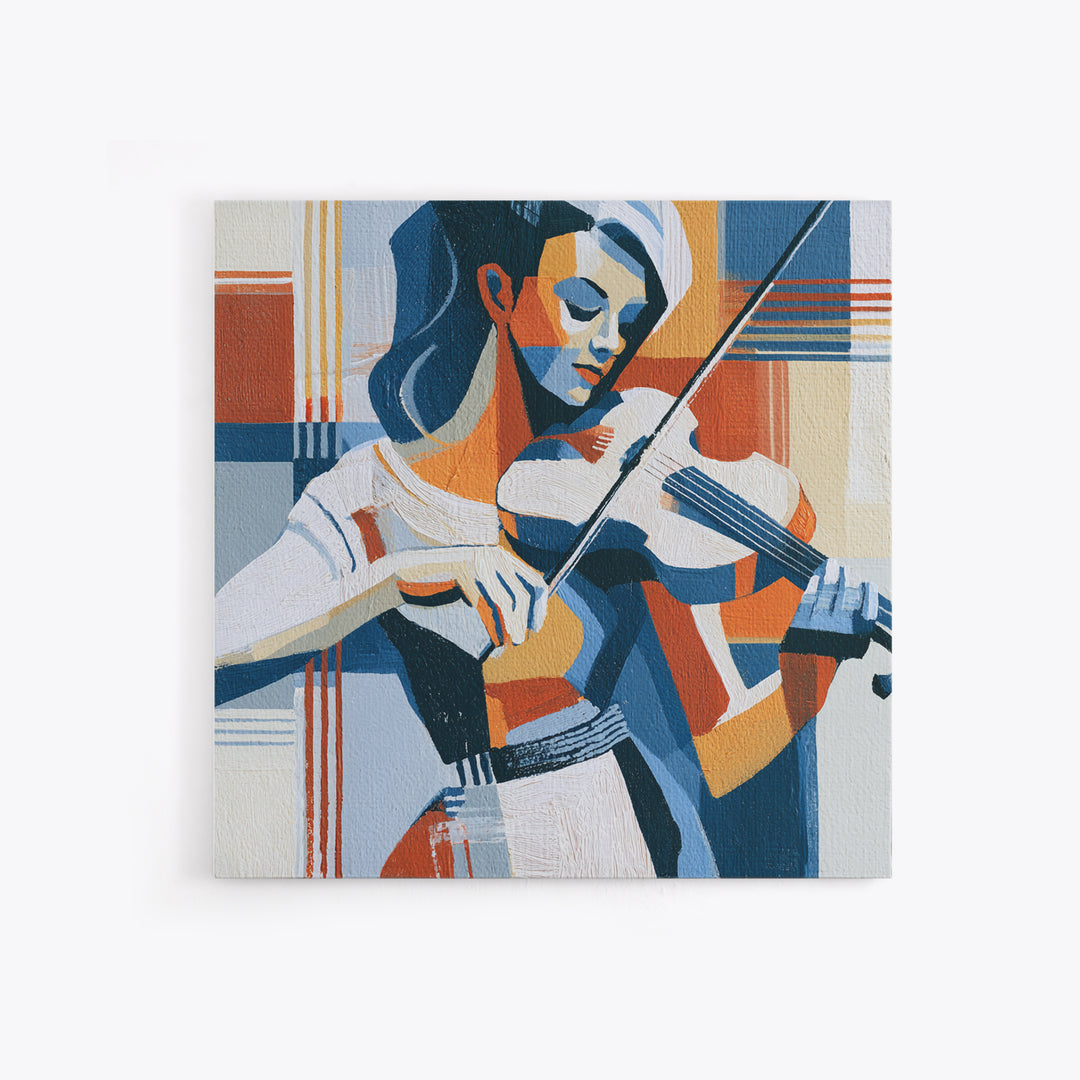 Violinist Painted in Electric Brush Marks Canvas Print, Expressionist Art, Colorful Wall Art, Living Room Decor, Expression, EXP-1x1-13