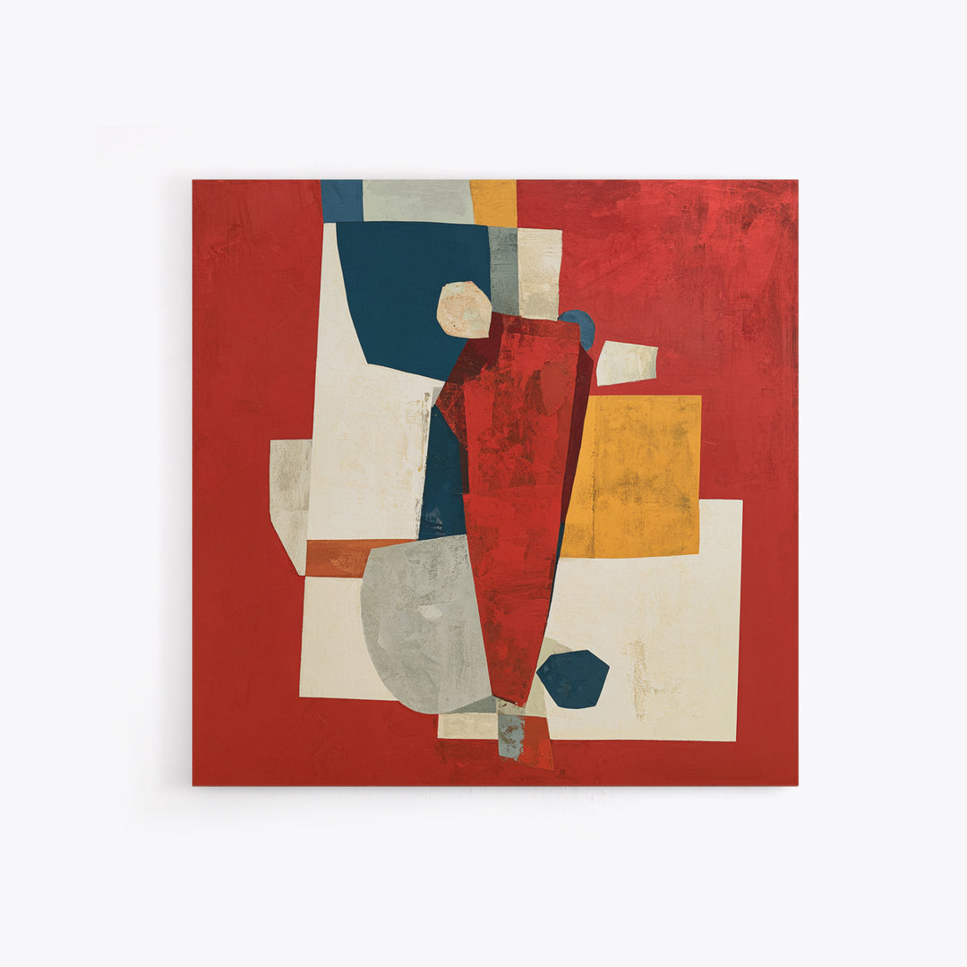 Red Room Interior Abstraction Without Realistic Furniture Canvas Print, Expressionist Art, Living Room Decor, Abstract Art, EXP-1x1-19