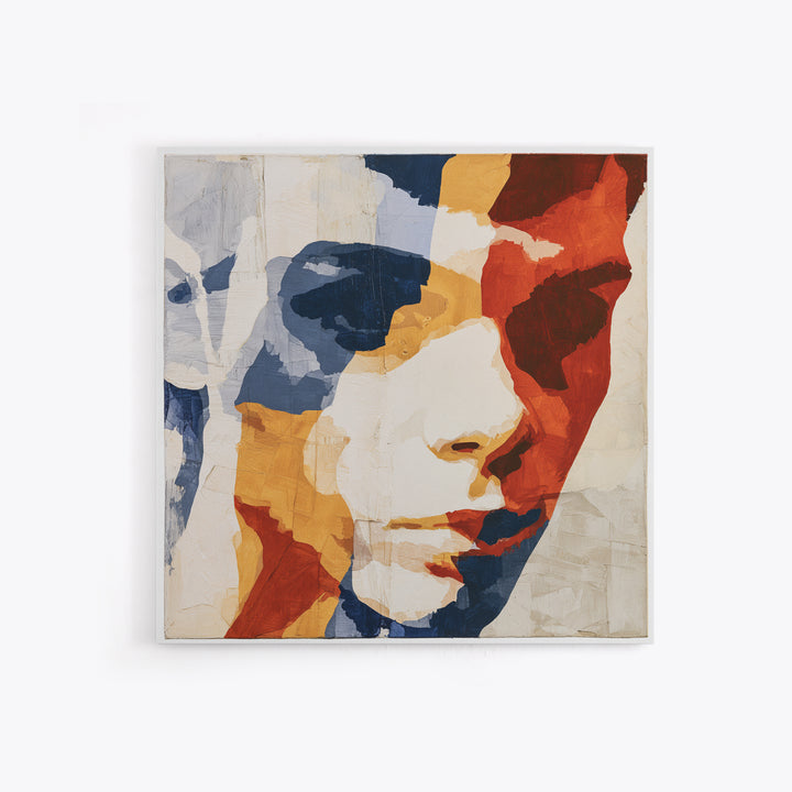 Emotional Portrait with Bold Red and Blue Canvas Print, Expressionist Art, Downloadable Prints, Living Room Decor, Expression, EXP-1x1-26