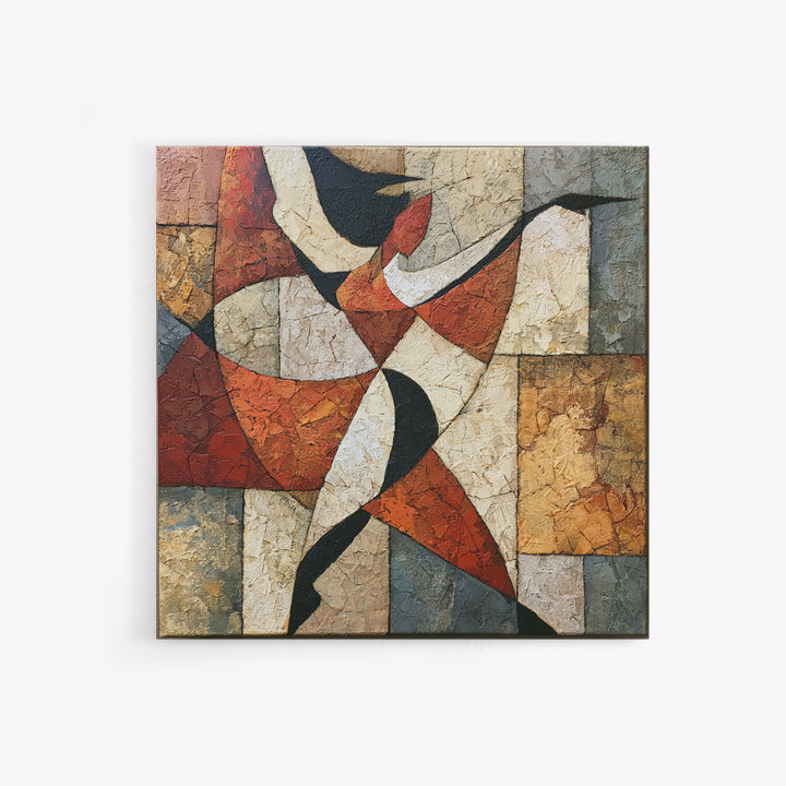 Dancer Figure Fractured into Vibrant Movement Canvas Print, Expressionist Art, Digital Art, Living Room Decor, Expression, EXP-1x1-28
