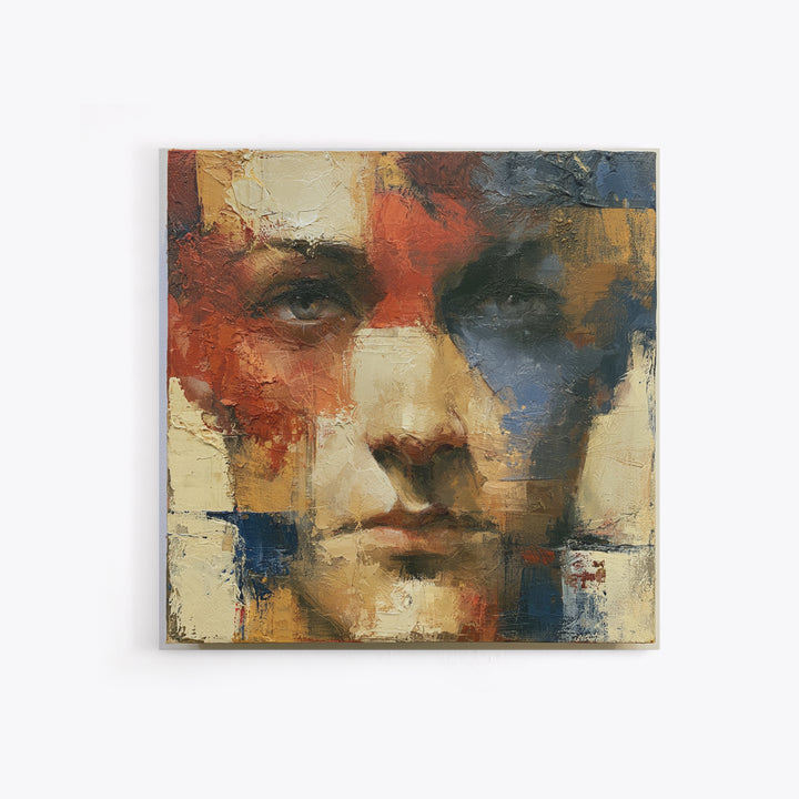 Emotional Portrait with Bold Red and Blue Canvas Print, Expressionist Art, Downloadable Prints, Living Room Decor, Expression, EXP-1x1-50