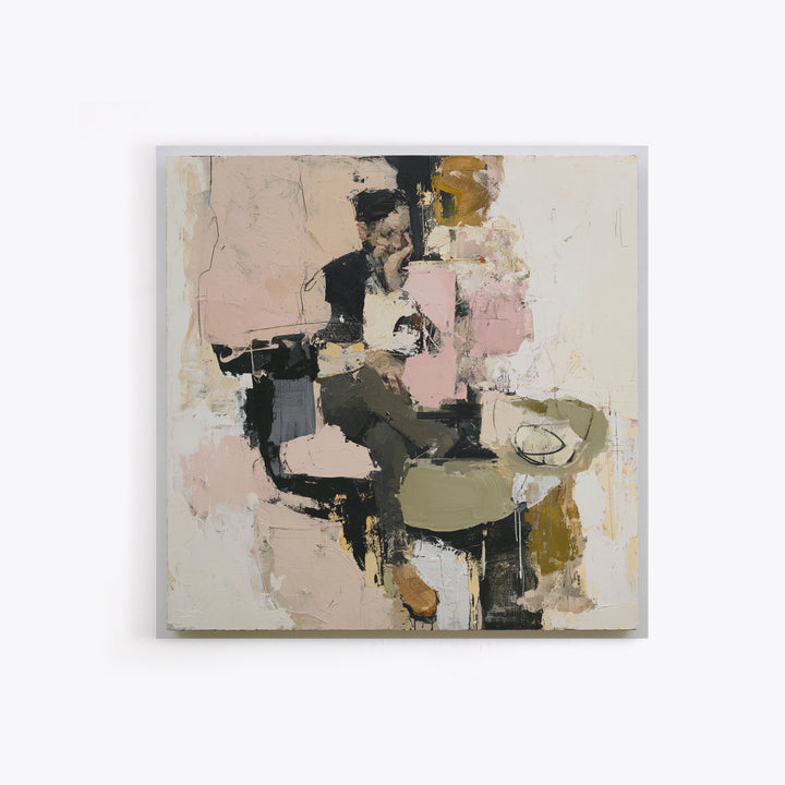 Seated Figure with Raw Gestural Outlines Canvas Print, Expressionist Art, Colorful Wall Art, Living Room Decor, Expression, EXP-1x1-55