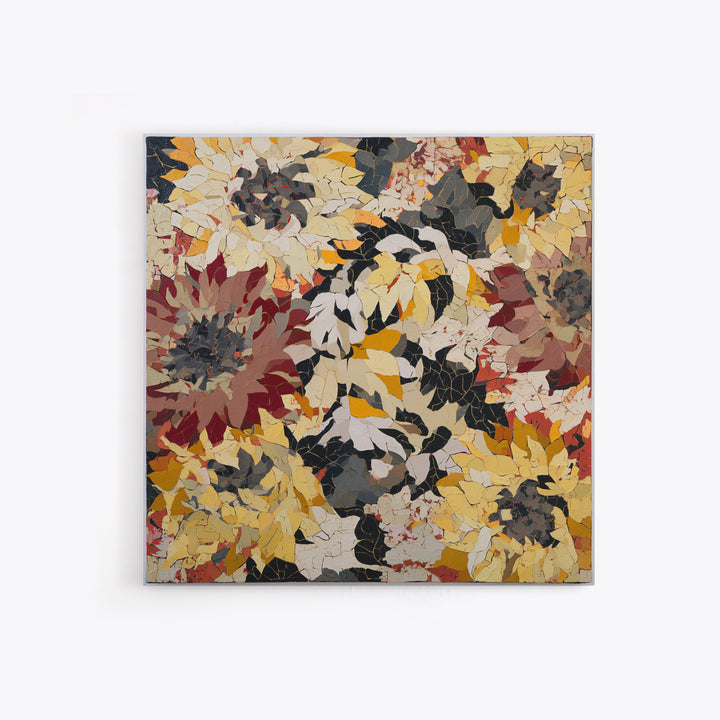 Sunflowers Twisting in Intense Painted Energy Canvas Print, Expressionist Art, Large Wall Art, Living Room Decor, Expression, EXP-1x1-56