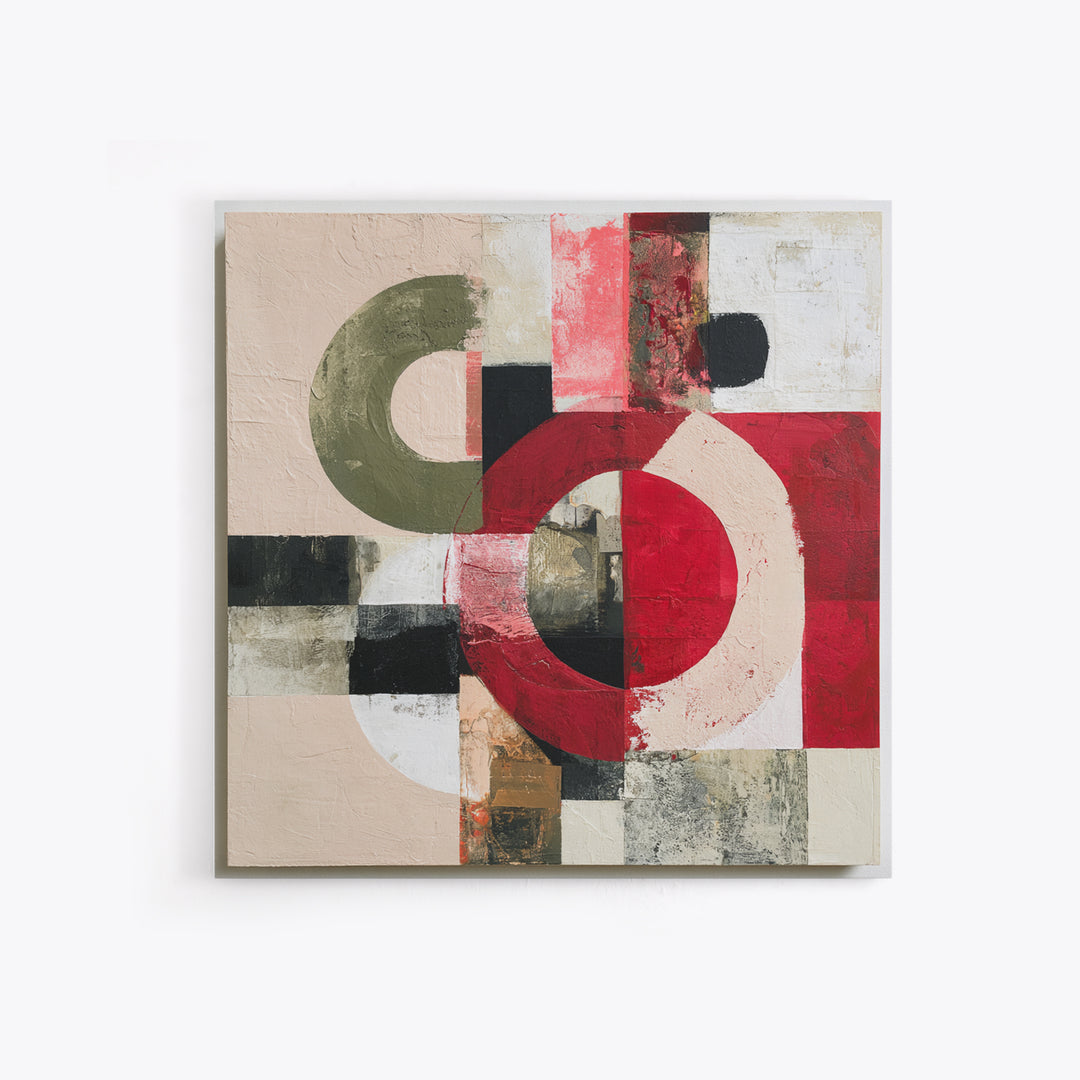Red Room Interior Abstraction Without Realistic Furniture Canvas Print, Expressionist Art, Modern Decor, Living Room Decor, EXP-1x1-67