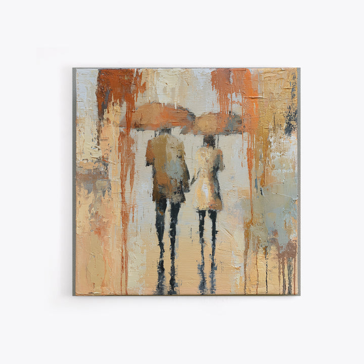 Couple Walking Through Rain Framed Canvas Print, Expressionist Art, Downloadable Prints, Living Room Decor, Expression, EXP-1x1-71