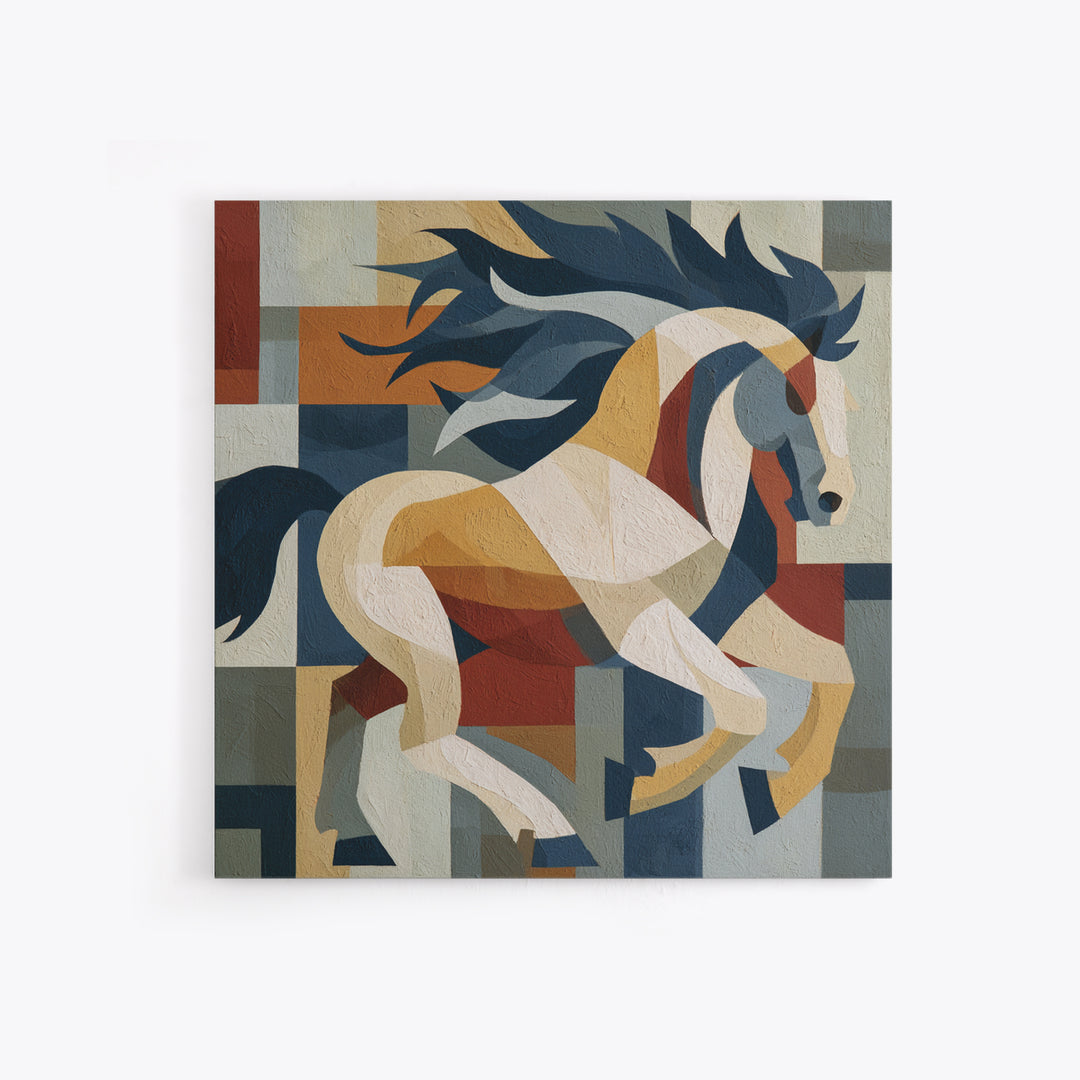 Expressionist Horse in Motion with Wild Mane Canvas Print, Expressionist Art, Boho Decor, Living Room Decor, Oil Painting, EXP-1x1-82