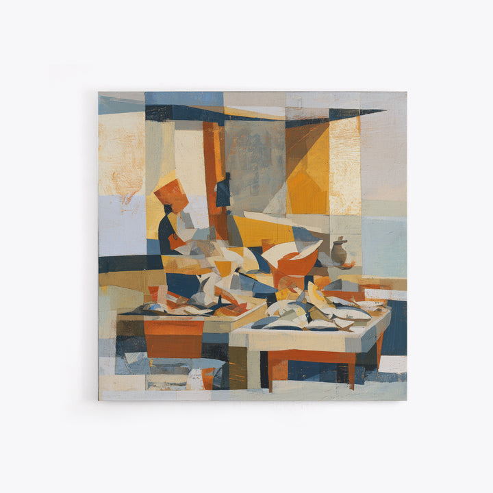 Fish Market Scene Canvas Print, Expressionist Art, Modern Decor, Living Room Decor, Abstract Art, Expression, Wall Decor, EXP-1x1-94