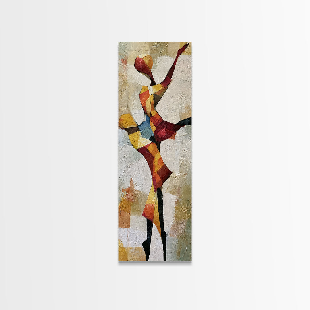 Dancer Figure Fractured into Vibrant Movement Canvas Print, Expressionist Art, Home Decor, Living Room Decor, Expression, EXP-1x3-16
