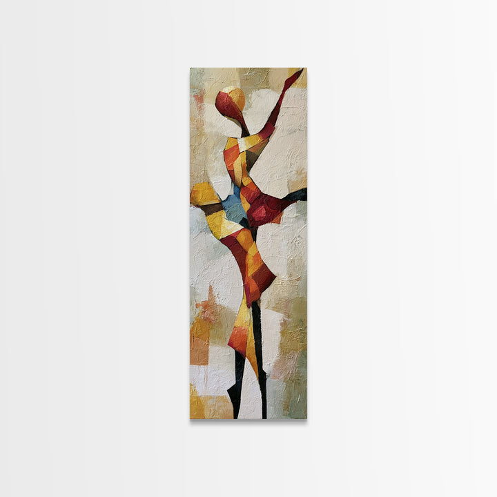 Dancer Figure Fractured into Vibrant Movement Canvas Print, Expressionist Art, Home Decor, Living Room Decor, Expression, EXP-1x3-16