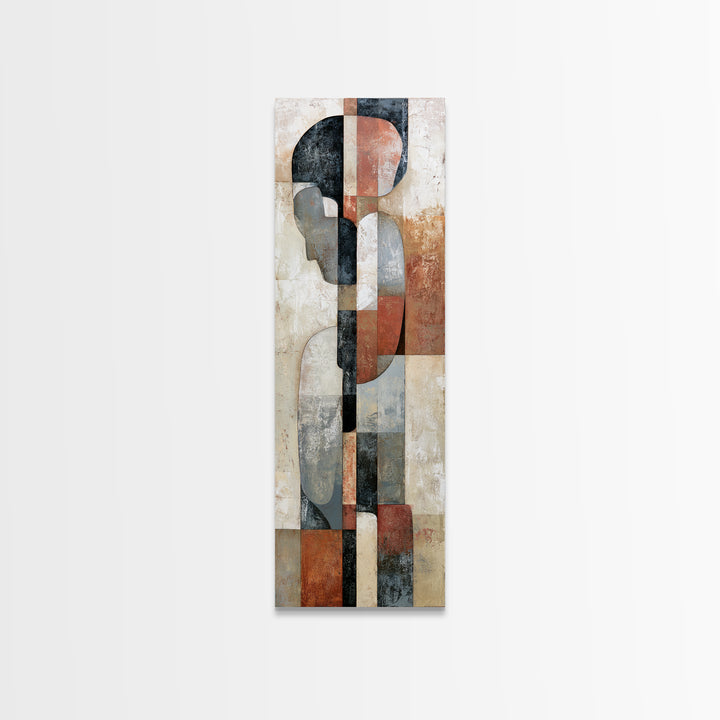 Seated Figure with Raw Gestural Outlines Framed Canvas Print, Expressionist Art, Abstract Art, Living Room Decor, Expression, EXP-1x3-19