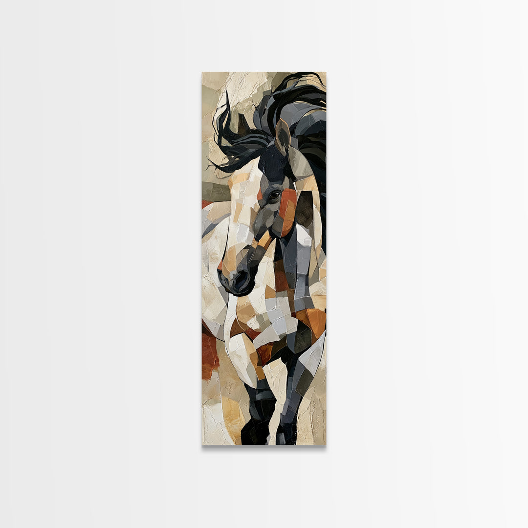 Expressionist Horse in Motion with Wild Mane Canvas Print, Expressionist Art, Minimalist Wall Art, Living Room Decor, EXP-1x3-22