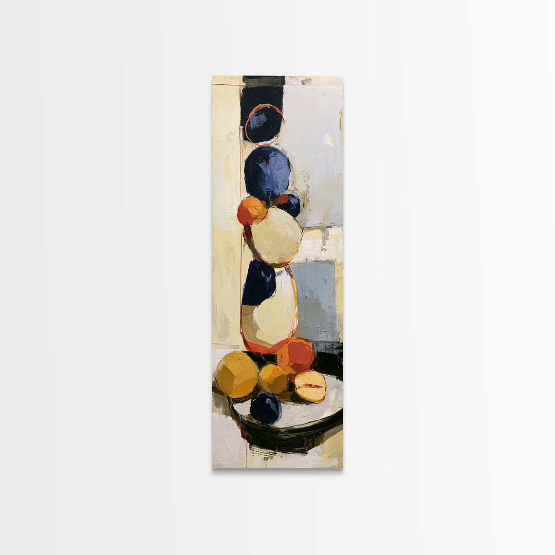 Bold Still Life of Fruit Framed Canvas Print, Expressionist Art, Textured Painting, Living Room Decor, Abstract Art, Expression, EXP-1x3-29