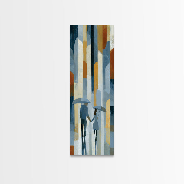 Couple Walking Through Rain Canvas Print, Expressionist Art, Large Wall Art, Living Room Decor, Fine Art, Expression, EXP-1x3-35