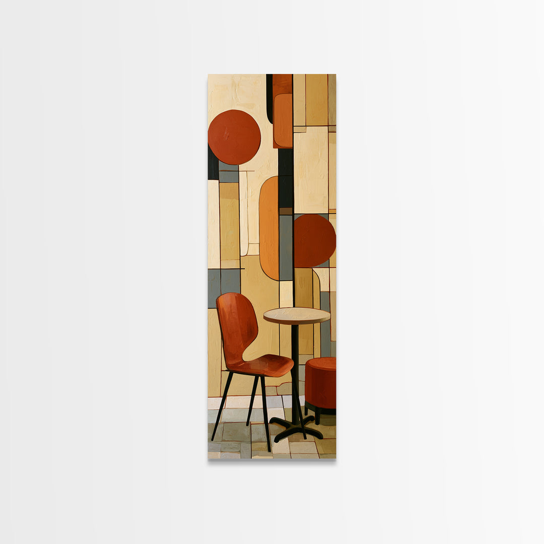 Lonely Caf Table Canvas Print, Expressionist Art, Blue Wall Art, Living Room Decor, Fine Art, Expression, Luxury Decor, EXP-1x3-41