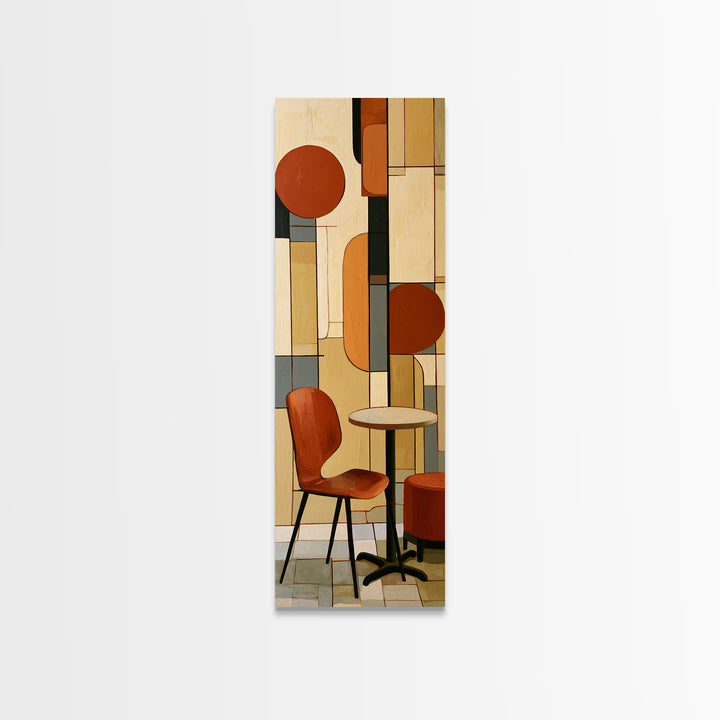 Lonely Caf Table Canvas Print, Expressionist Art, Blue Wall Art, Living Room Decor, Fine Art, Expression, Luxury Decor, EXP-1x3-41