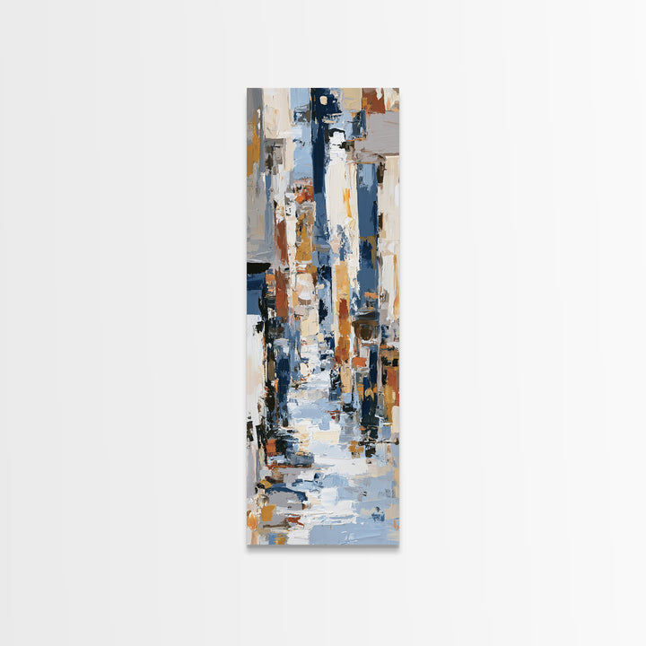 Distorted City Street Framed Canvas Print, Expressionist Art, Painting, Living Room Decor, Expression, Abstract Wall Art, EXP-1x3-61