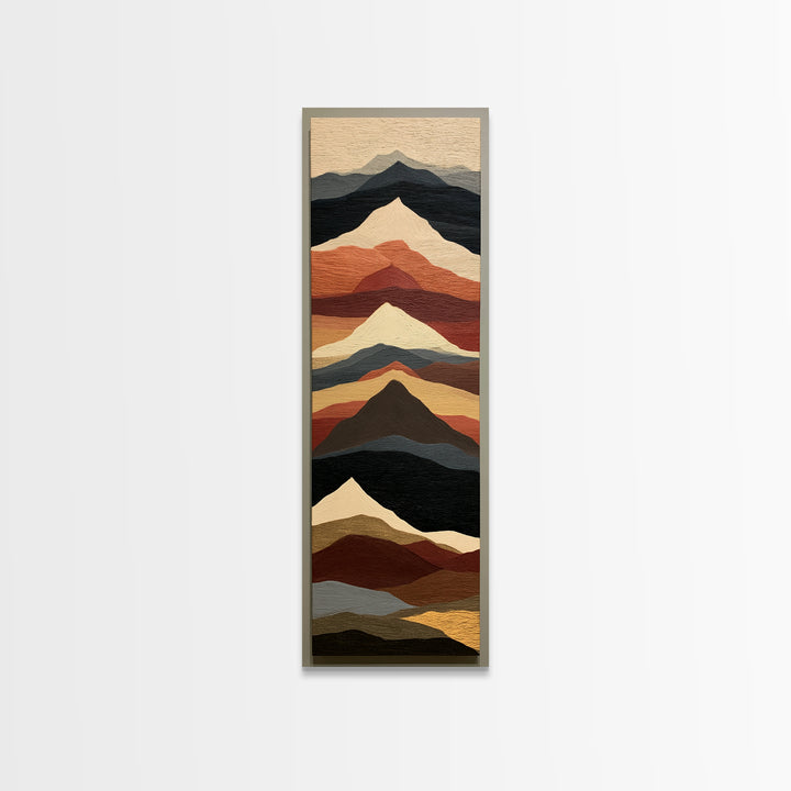 Mountain Landscape in Vibrating Color Bands Canvas Print, Expressionist Art, Unique Wall Art, Living Room Decor, Expression, EXP-1x3-81
