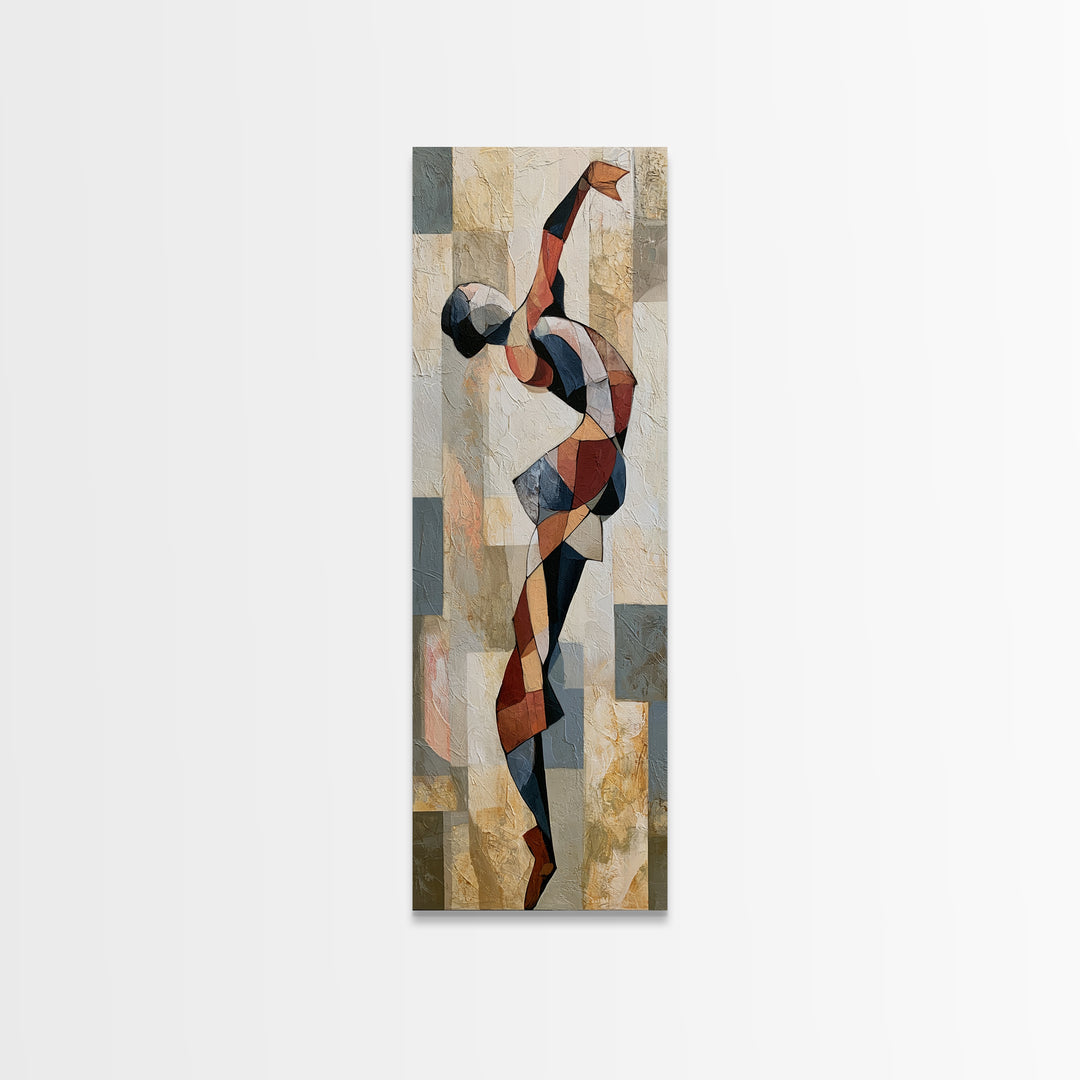 Dancer Figure Fractured into Vibrant Movement Canvas Print, Expressionist Art, Modern Art, Living Room Decor, Oil Painting, EXP-1x3-88