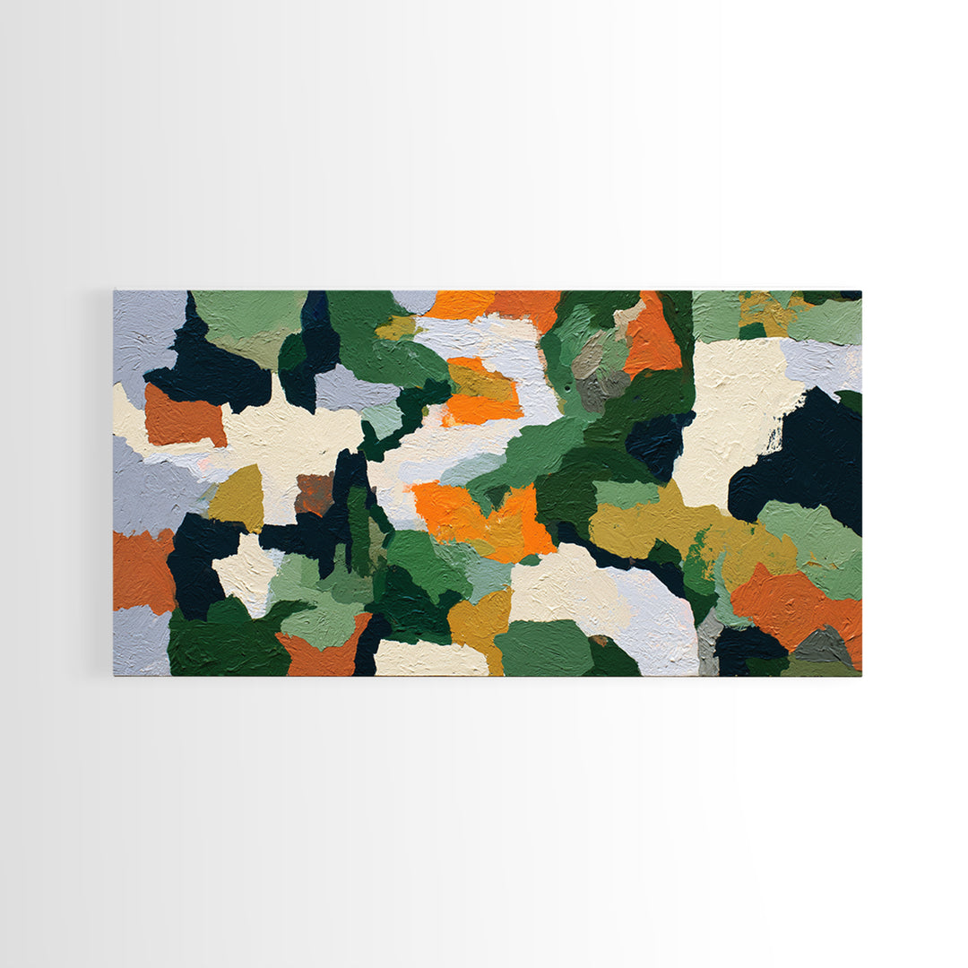 Garden Path with Thick Green and Orange Canvas Print, Expressionist Art, Contemporary Art, Living Room Decor, Expression, EXP-2x1-10