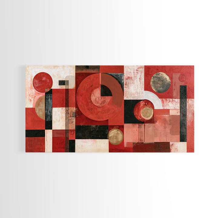 Red Room Interior Abstraction Without Realistic Furniture Canvas Print, Expressionist Art, Living Room Decor, Expression, EXP-2x1-15
