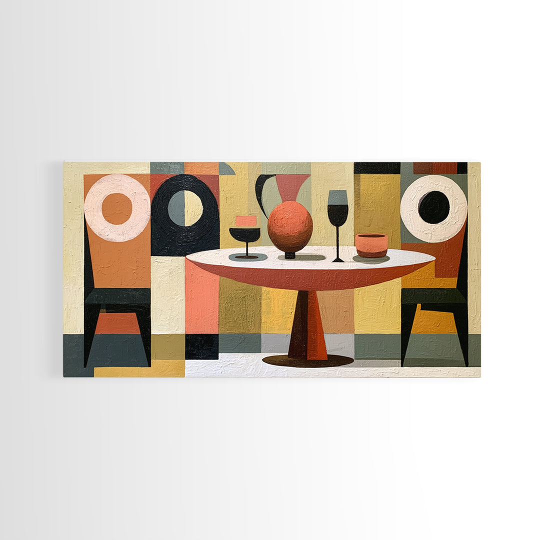 Lonely Caf Table Framed Canvas Print, Expressionist Art, Printable Wall Art, Living Room Decor, Fine Art, Expression, EXP-2x1-25