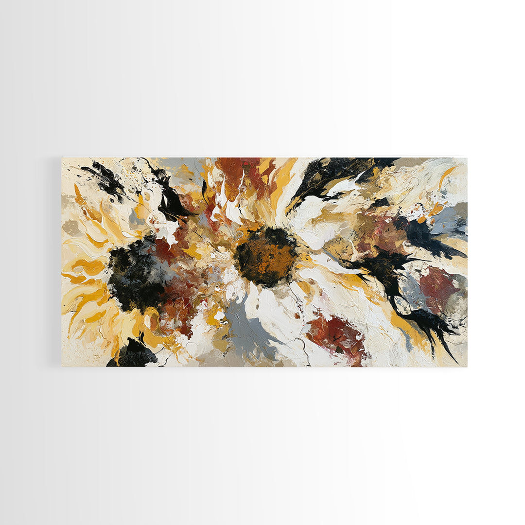 Sunflowers Twisting in Intense Painted Energy Canvas Print, Expressionist Art, Contemporary Art, Living Room Decor, Expression, EXP-2x1-28