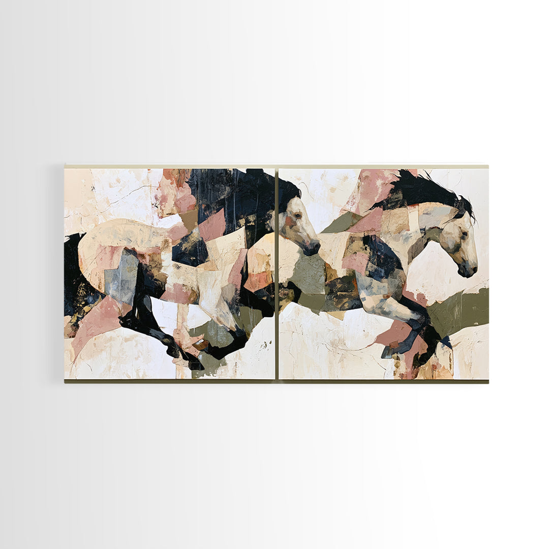 Expressionist Horse in Motion with Wild Mane Canvas Print, Expressionist Art, Minimalist Decor, Living Room Decor, Expression, EXP-2x1-30