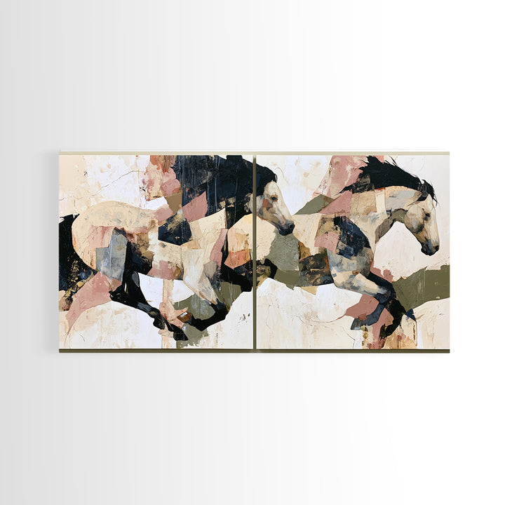 Expressionist Horse in Motion with Wild Mane Canvas Print, Expressionist Art, Minimalist Decor, Living Room Decor, Expression, EXP-2x1-30