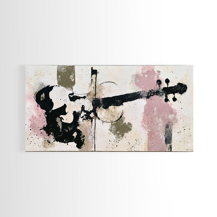 Violinist Painted in Electric Brush Marks Framed Canvas Print, Expressionist Art, Painting, Living Room Decor, Expression, EXP-2x1-33
