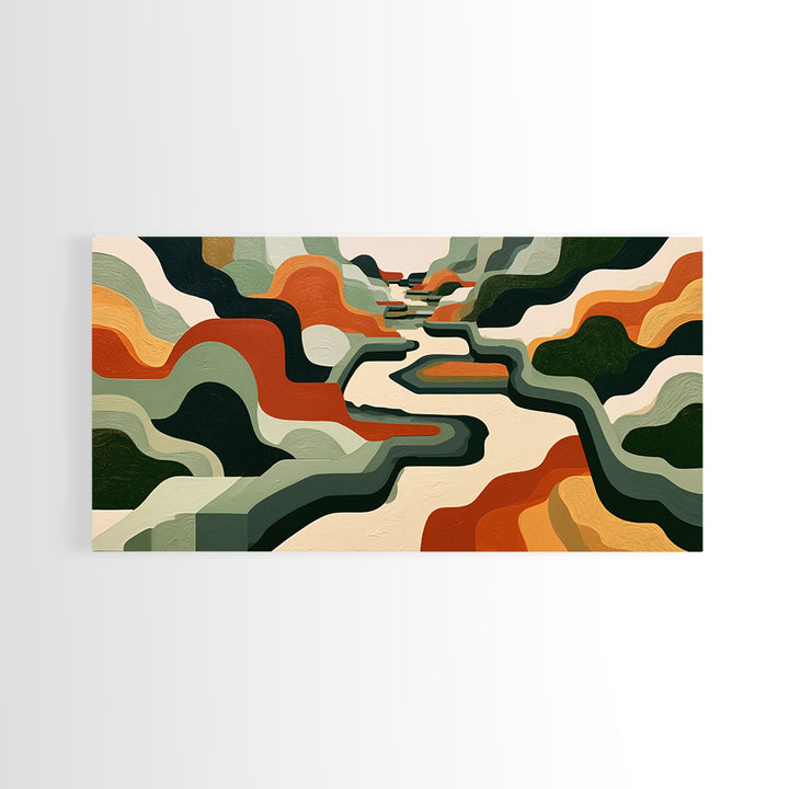 Garden Path with Thick Green and Orange Canvas Print, Expressionist Art, Contemporary Art, Living Room Decor, Expression, EXP-2x1-34