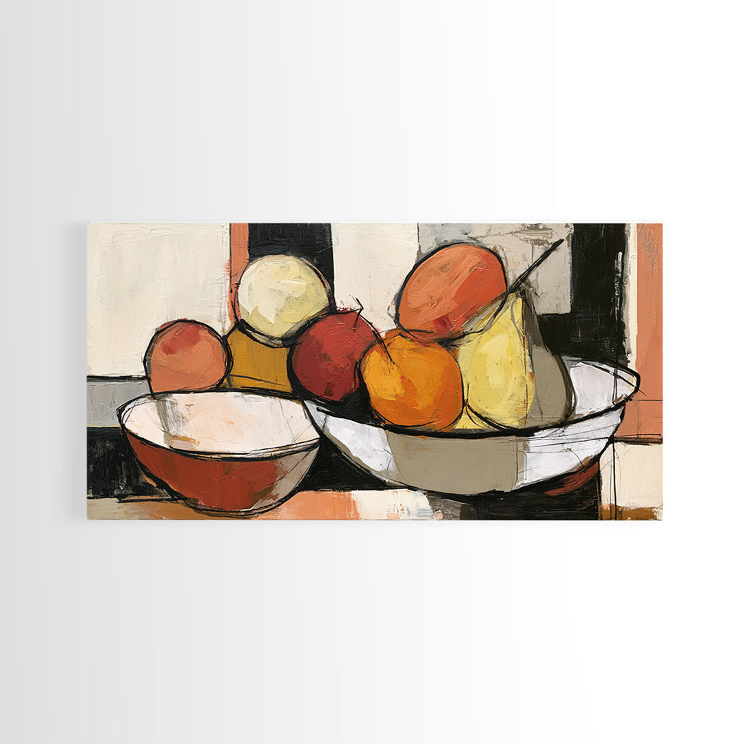 Bold Still Life of Fruit Framed Canvas Print, Expressionist Art, Digital Prints, Living Room Decor, Abstract Art, Expression, EXP-2x1-37