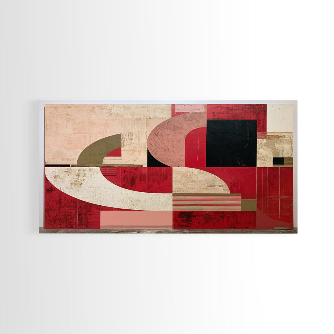 Red Room Interior Abstraction Without Realistic Furniture Canvas Print, Expressionist Art, Digital Art, Living Room Decor, EXP-2x1-39