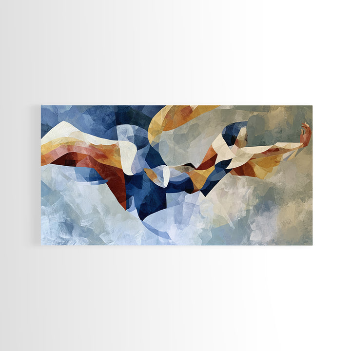 Dancer Figure Fractured into Vibrant Movement Canvas Print, Expressionist Art, Painting, Living Room Decor, Expression, EXP-2x1-48
