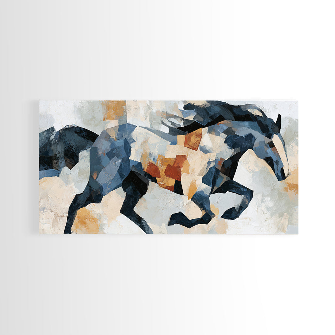 Expressionist Horse in Motion with Wild Mane Canvas Print, Expressionist Art, Painting, Living Room Decor, Fine Art, Expression, EXP-2x1-54