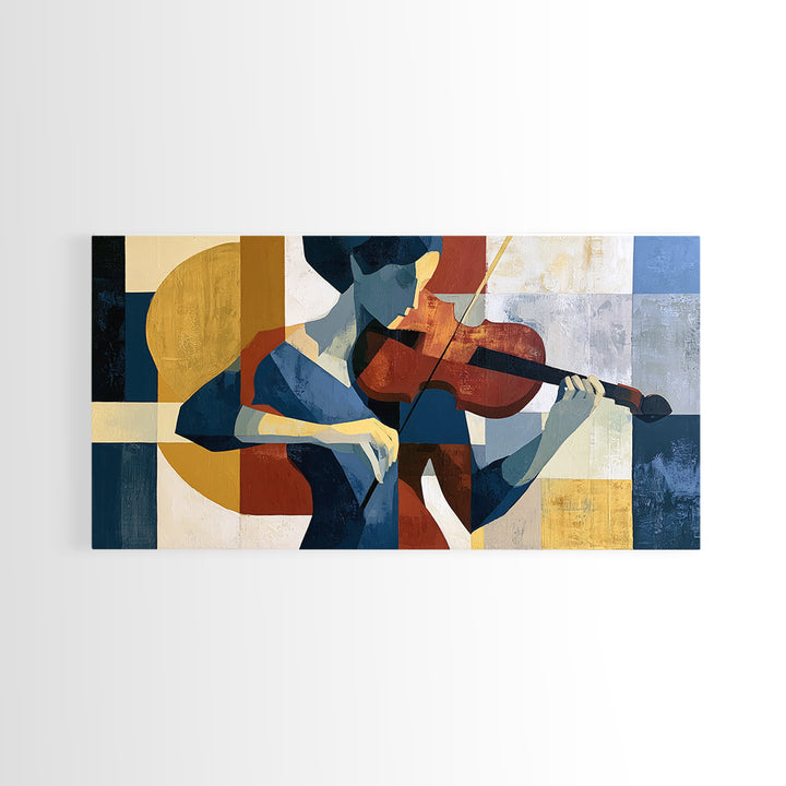 Violinist Painted in Electric Brush Marks Canvas Print, Expressionist Art, Digital Wall Art, Living Room Decor, Expression, EXP-2x1-57
