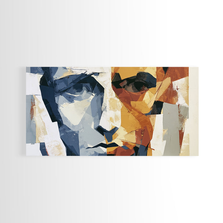 Abstract Face Split by Contrasting Emotions Canvas Print, Expressionist Art, Digital Prints, Living Room Decor, Expression, EXP-2x1-7
