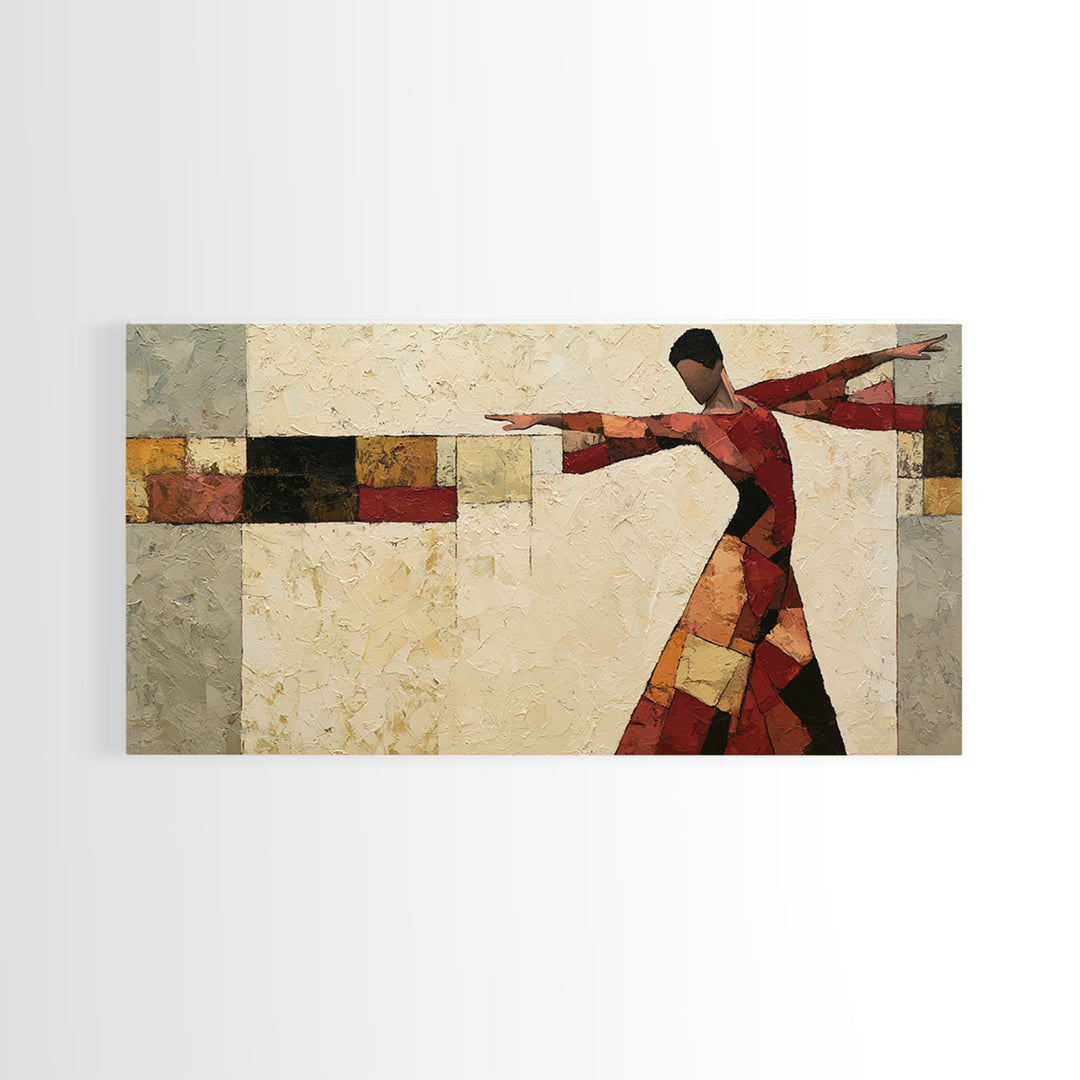 Dancer Figure Fractured into Vibrant Movement Canvas Print, Expressionist Art, Digital Wall Art, Living Room Decor, Expression, EXP-2x1-72
