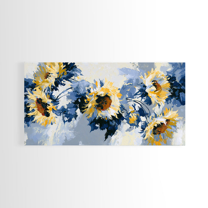 Sunflowers Twisting in Intense Painted Energy Canvas Print, Expressionist Art, Abstract Wall Art, Living Room Decor, Expression, EXP-2x1-76