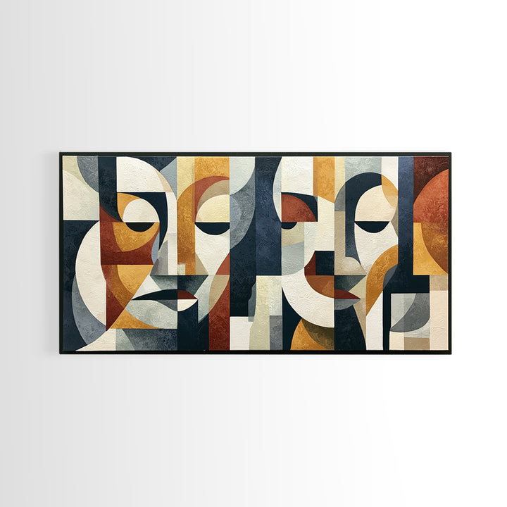 Abstract Face Split by Contrasting Emotions Canvas Print, Expressionist Art, Downloadable Prints, Living Room Decor, Expression, EXP-2x1-79