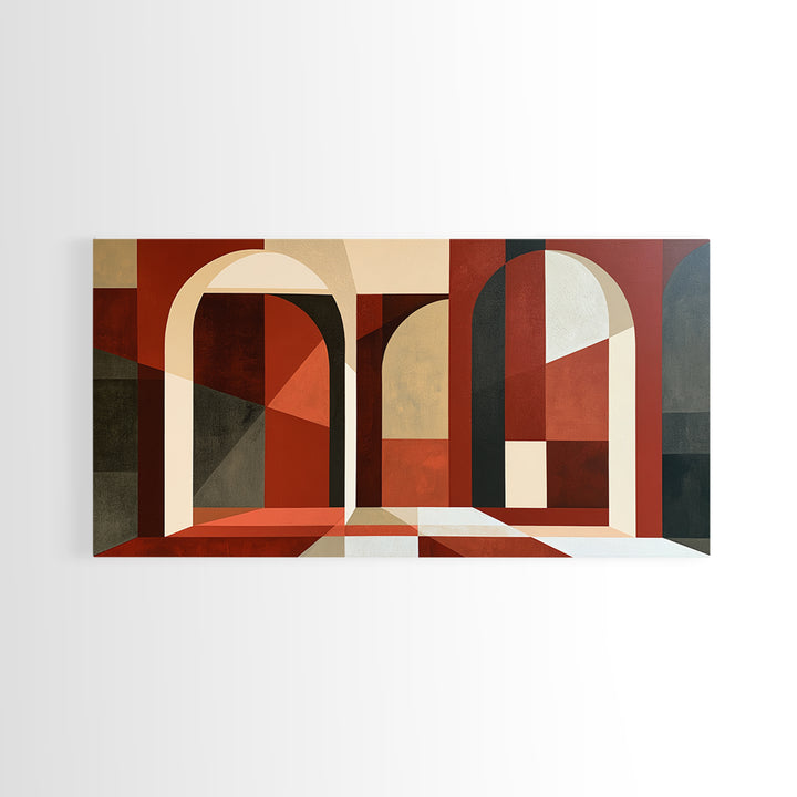 Red Room Interior Abstraction Without Realistic Furniture Canvas Print, Expressionist Art, Modern Art, Living Room Decor, EXP-2x1-87