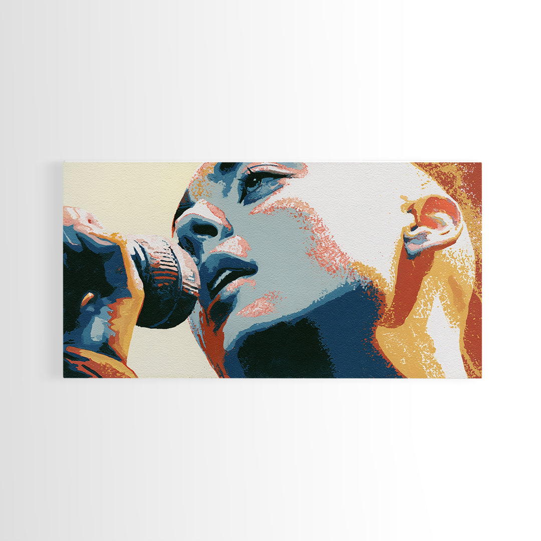 Portrait of a Singer Framed Canvas Print, Expressionist Art, Canvas Art, Living Room Decor, Expression, Moody Wall Art, EXP-2x1-88