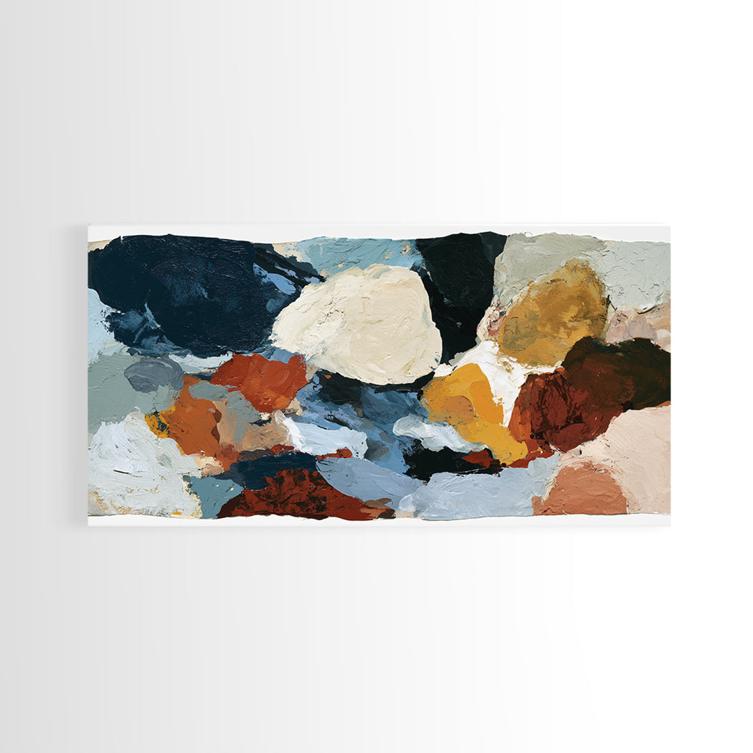 Stormy Landscape Painted Framed Canvas Print, Expressionist Art, Neutral Decor, Living Room Decor, Oil Painting, Expression, EXP-2x1-95