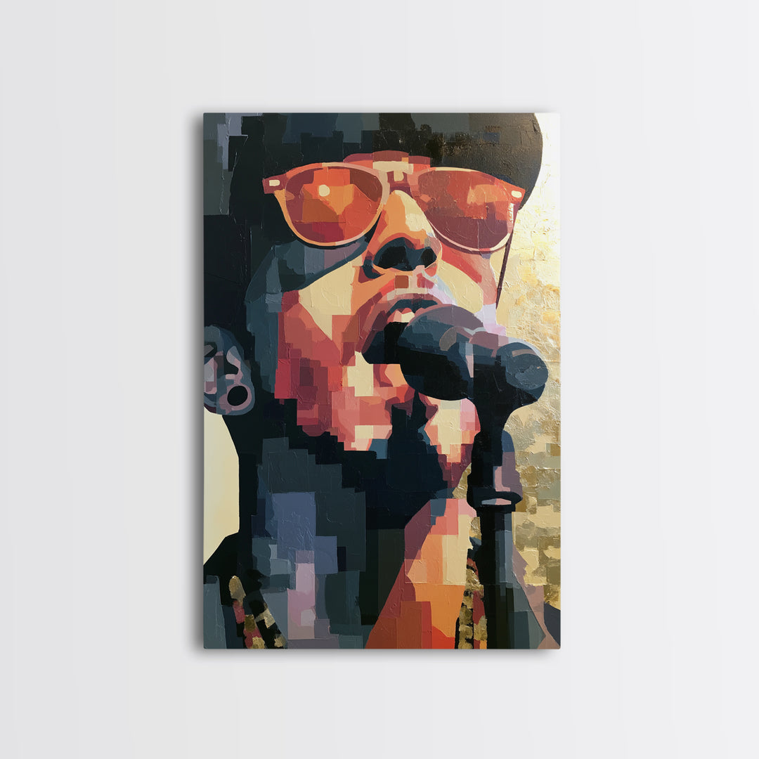 Portrait of a Singer Framed Canvas Print, Expressionist Art, Digital Prints, Living Room Decor, Oil Painting, Expression, EXP-2x3-100