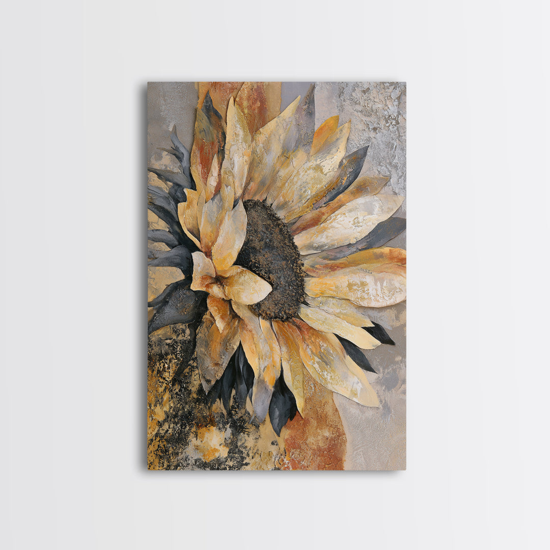 Sunflowers Twisting in Intense Painted Energy Canvas Print, Expressionist Art, Gallery Decor, Living Room Decor, Expression, EXP-2x3-16