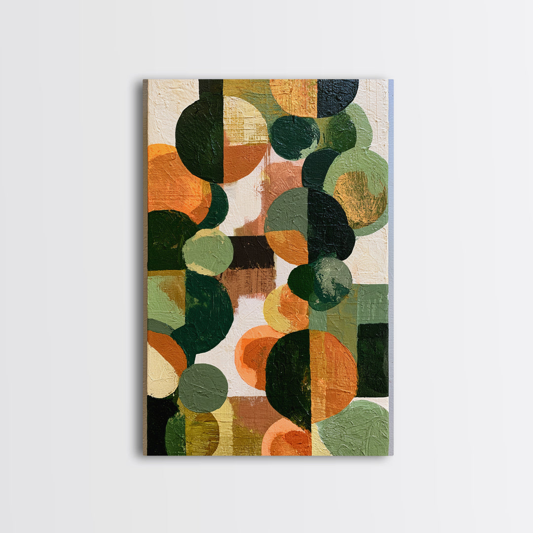 Garden Path with Thick Green and Orange Framed Canvas Print, Expressionist Art, Art, Living Room Decor, Fine Art, Expression, EXP-2x3-22